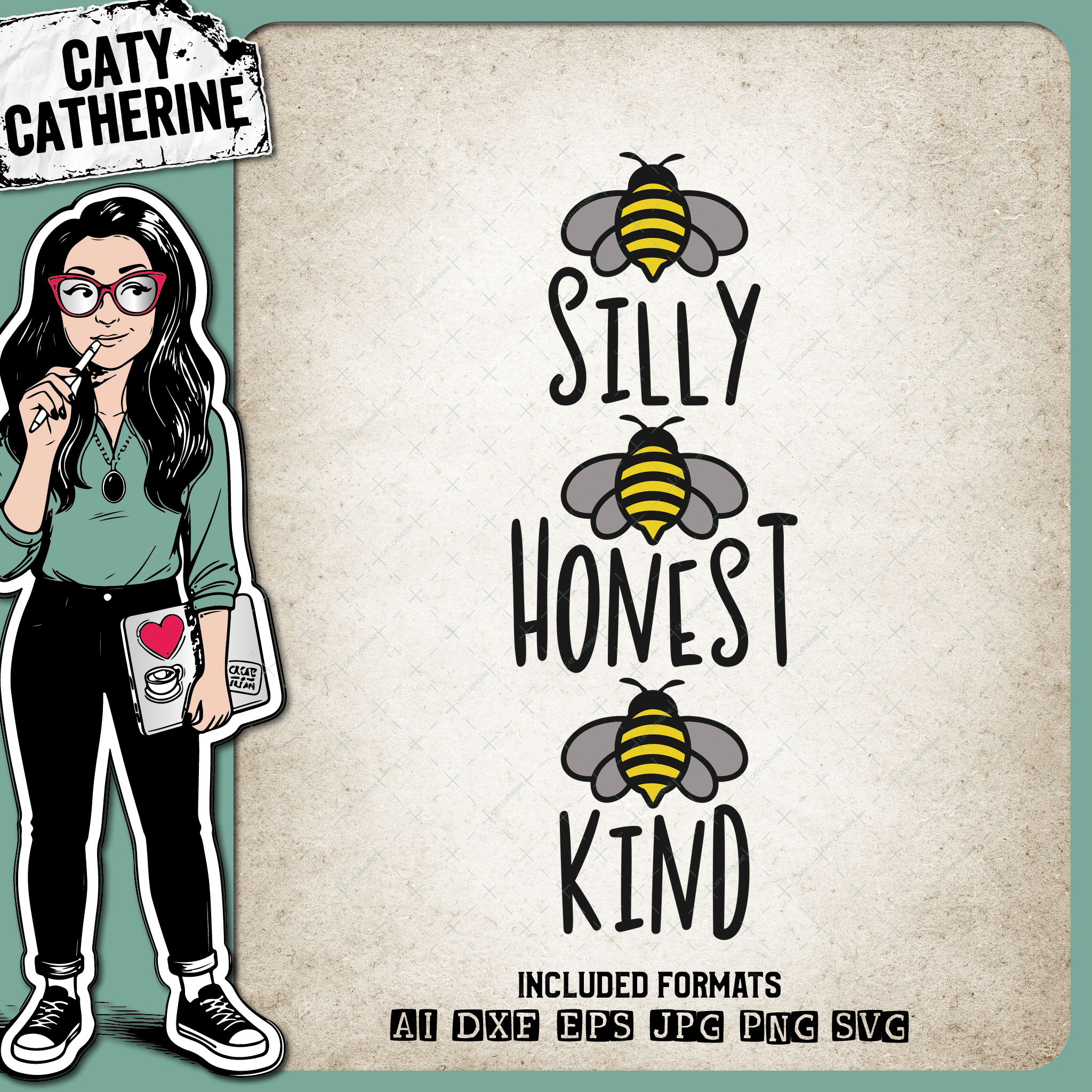 Be Silly Be Honest Be Kind Inspirational Bee Quote – Quotes & Sayings SVG Design by Caty Catherine
