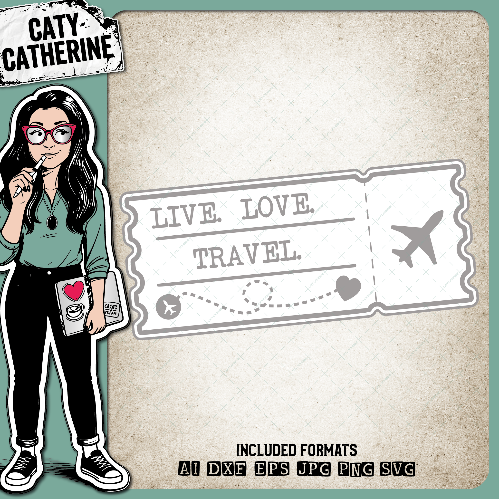 Live Love Travel Boarding Pass Graphic Adventure Quote – SVG Design by Caty Catherine