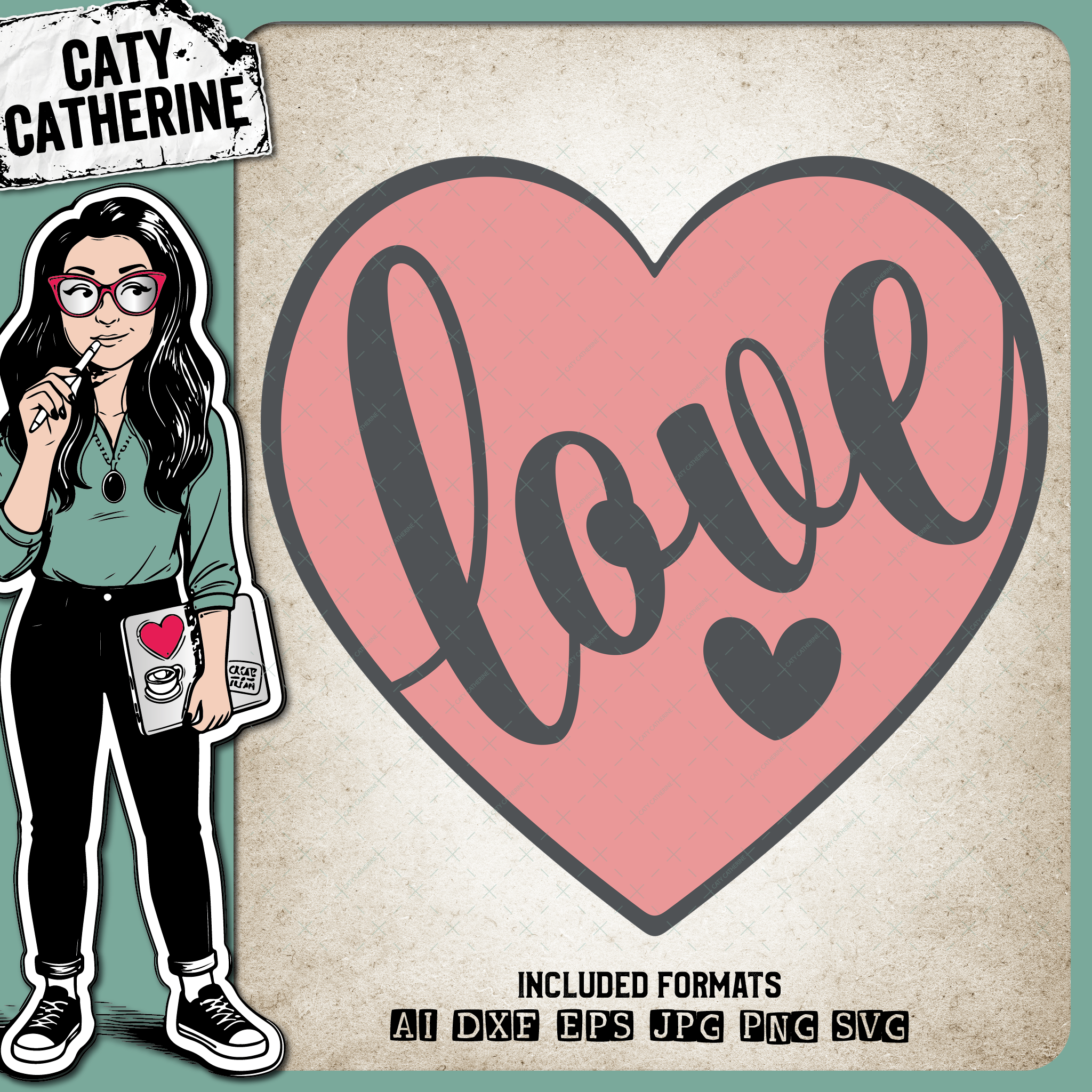 Love Heart Graphic – SVG Design by Caty Catherine