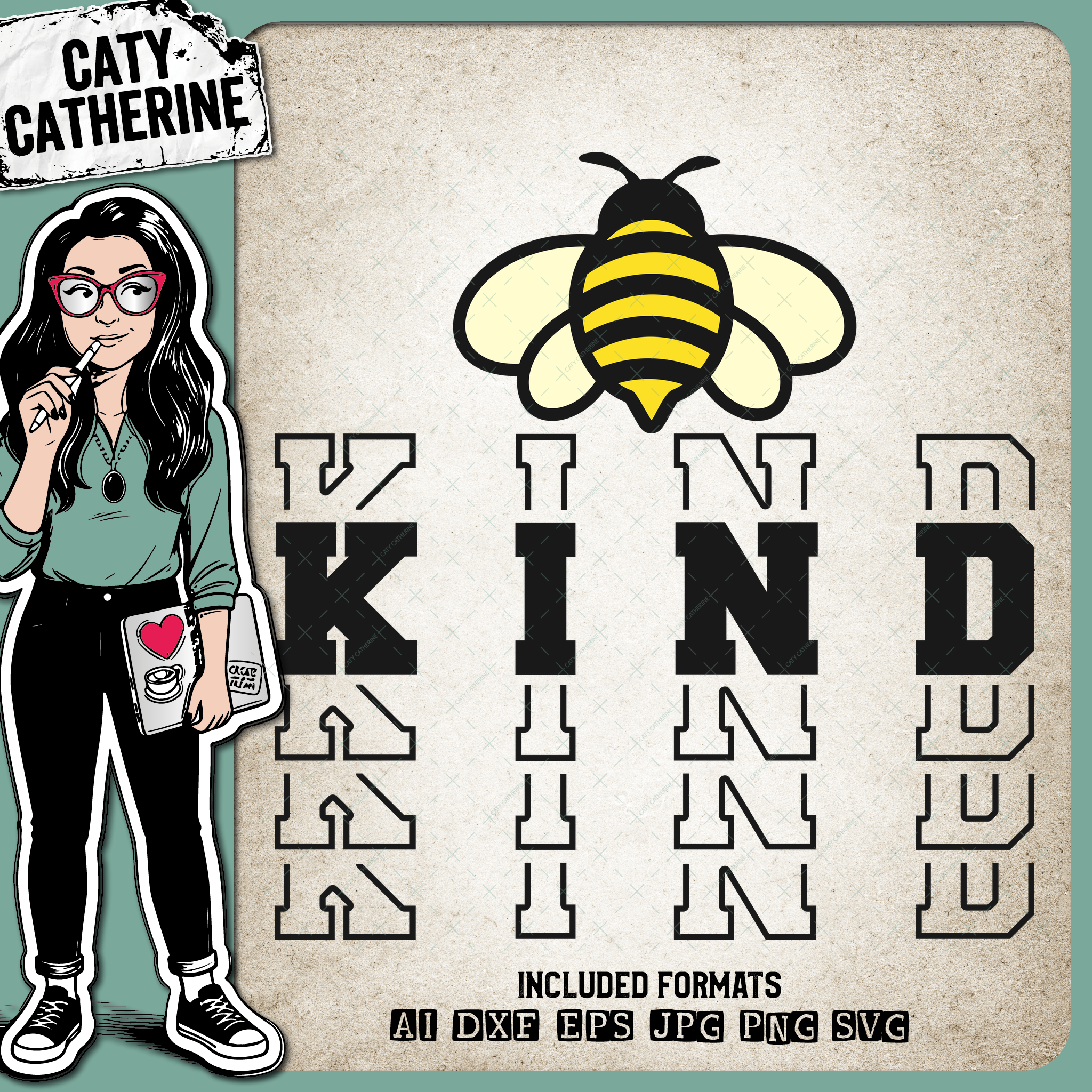 Bee Kind – Quotes & Sayings SVG Design by Caty Catherine