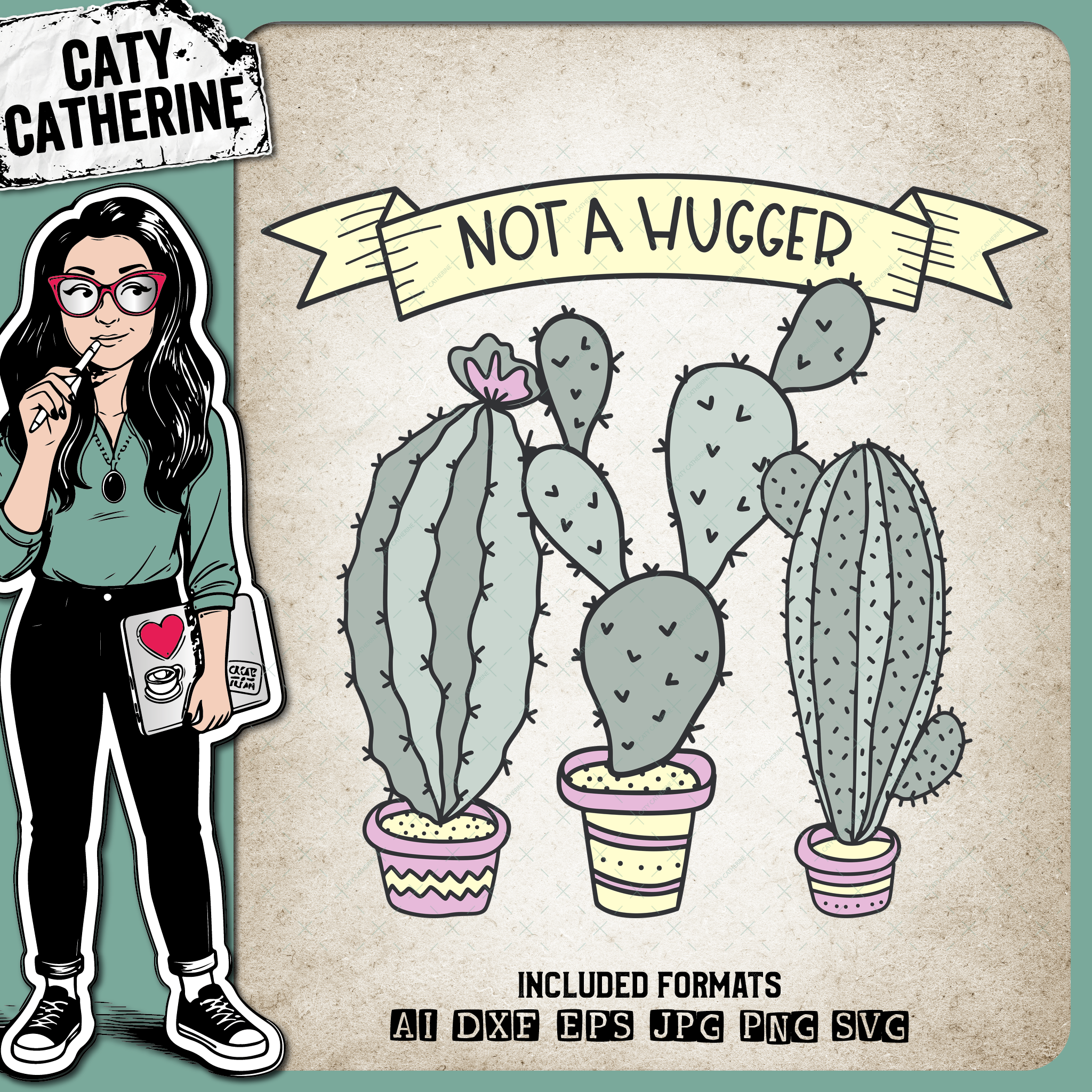 Not A Hugger Funny Cactus Quote – Quotes & Sayings SVG Design by Caty Catherine