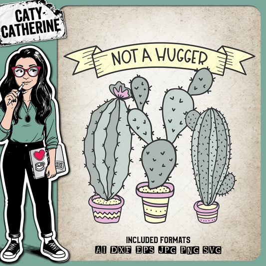 Not A Hugger Funny Cactus Quote – Quotes & Sayings SVG Design by Caty Catherine