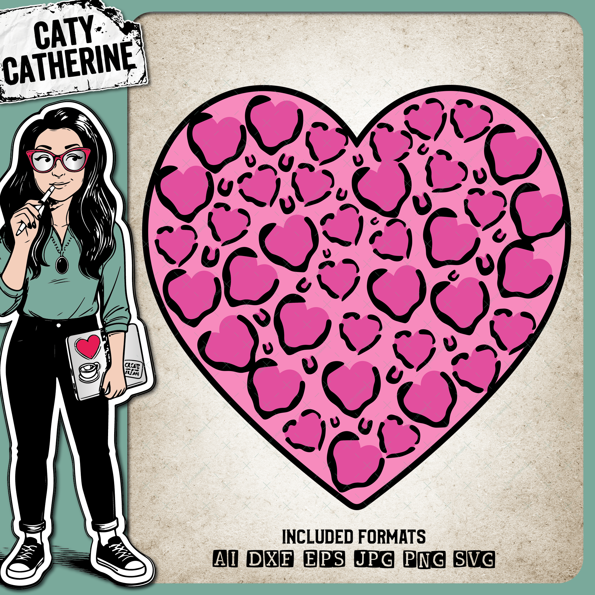 Leopard Print Love Heart – SVG Design by Caty Catherine