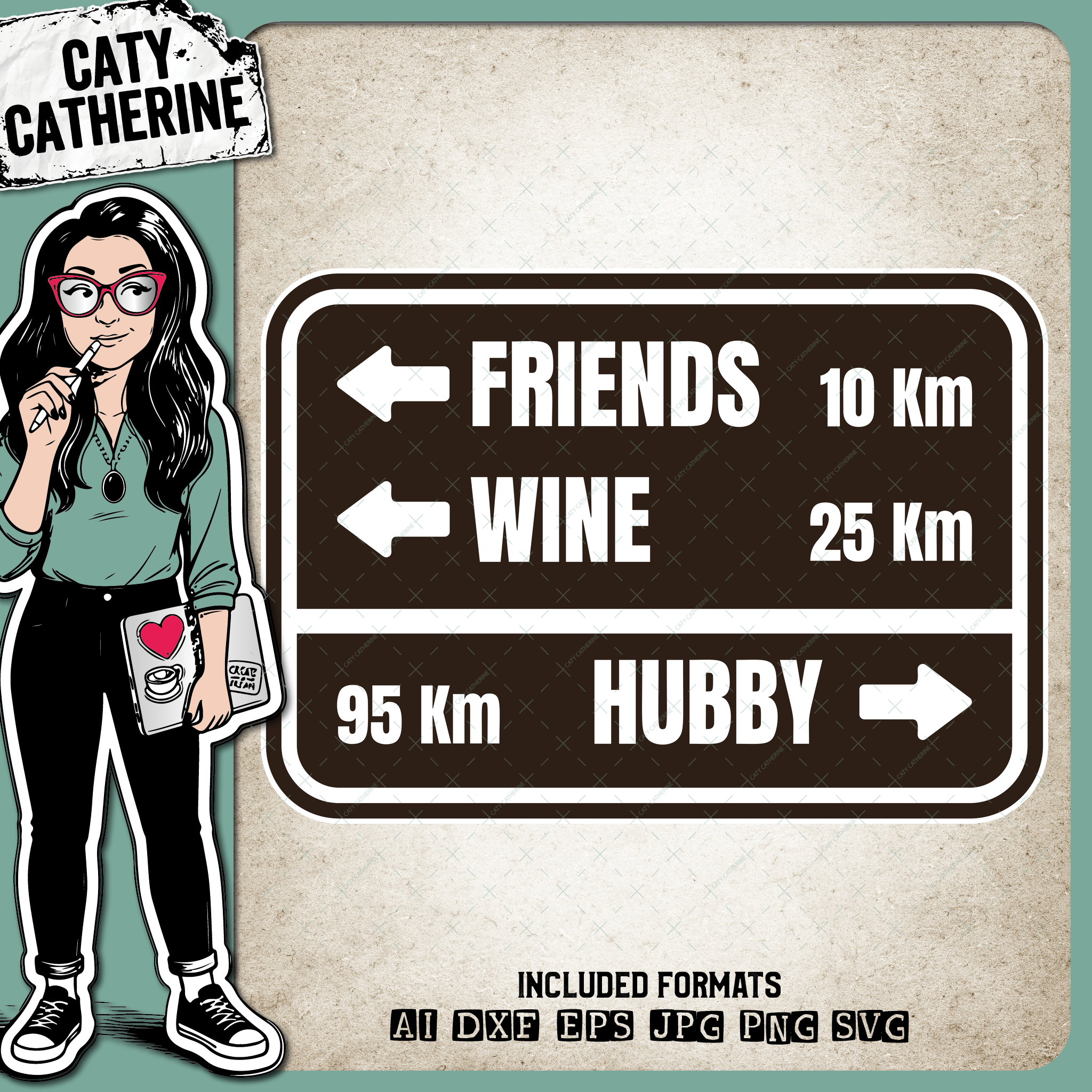 Funny Marriage Hiking Sign Friends Wine Hubby Husband – Friendship SVG Design by Caty Catherine