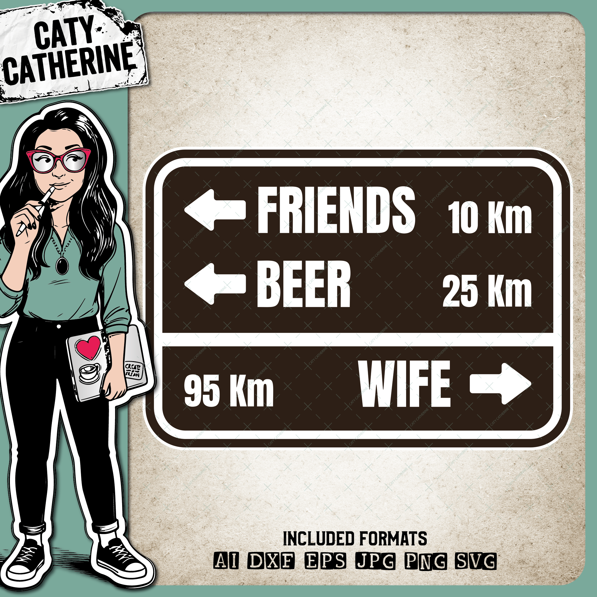 Funny Marriage Hiking Sign Friends Beer Wife – Friendship SVG Design by Caty Catherine