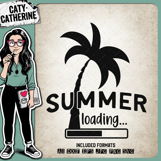 Summer Loading Progress Bar Palm Tree Graphic – Seasonal SVG Design by Caty Catherine