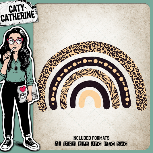 Animal Print Doodle Rainbow – Seasonal SVG Design by Caty Catherine