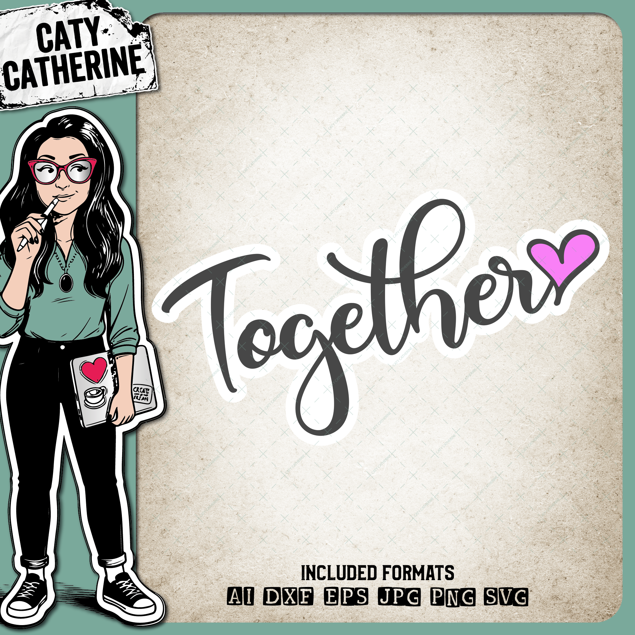 Together Love Heart Couple Family Graphic – Marriage SVG Design by Caty Catherine