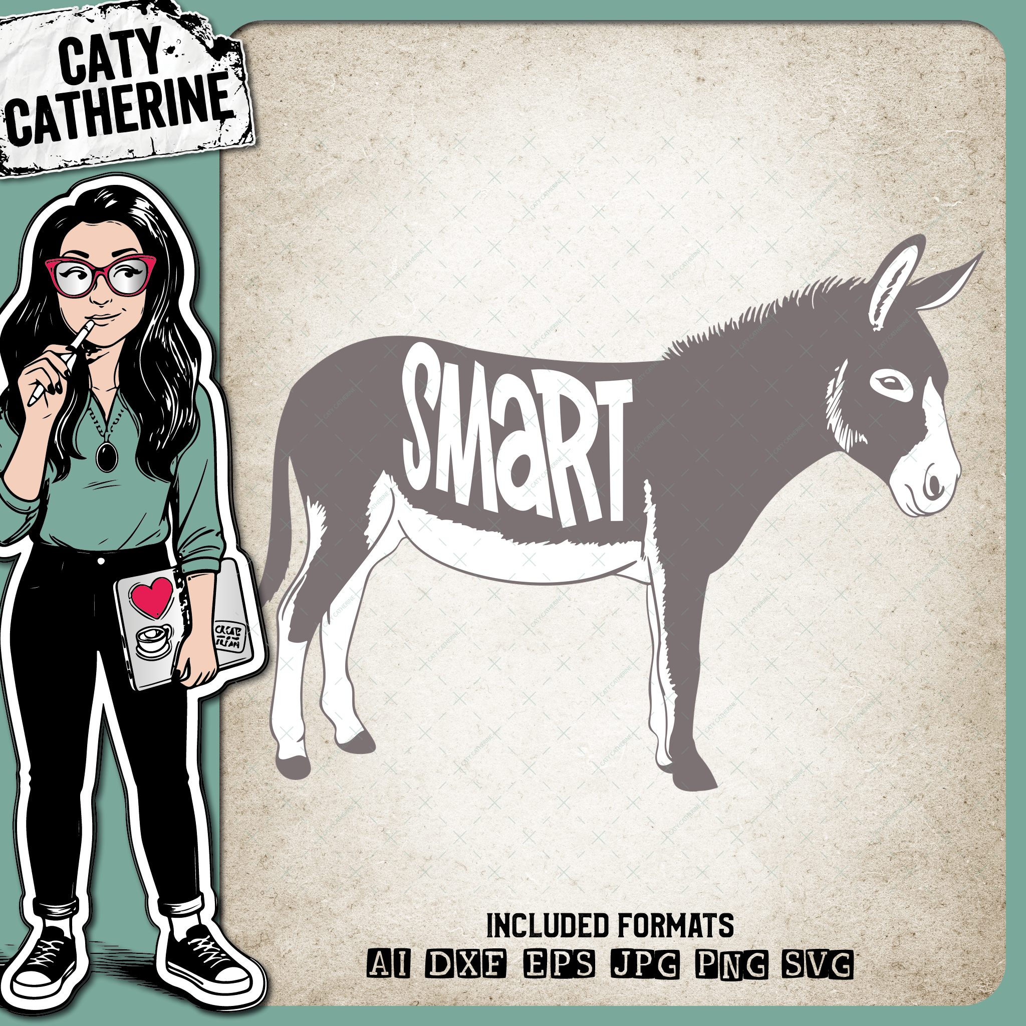 Smart Ass Funny Donkey Graphic – Quotes & Sayings SVG Design by Caty Catherine