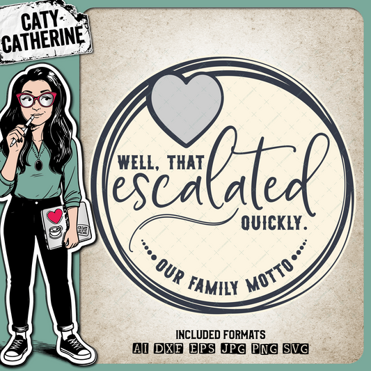 Well That Escalated Quickly Our Family Motto Funny Family Quote – SVG Design by Caty Catherine