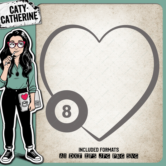 Sports Balls Love Heart 8 Ball Pool – SVG Design by Caty Catherine