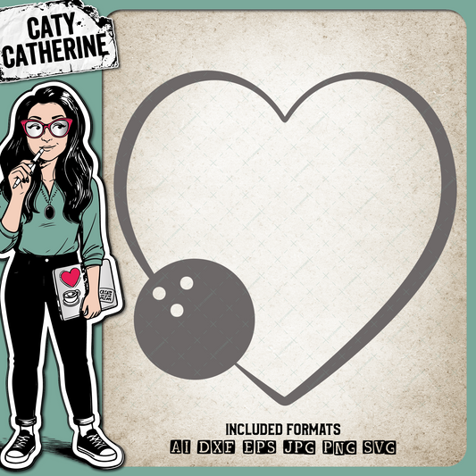 Sports Balls Love Heart Bowling – SVG Design by Caty Catherine