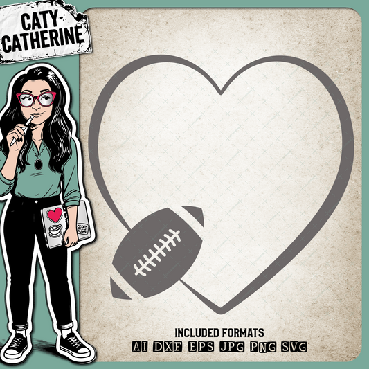 Sports Balls Love Heart Football – SVG Design by Caty Catherine