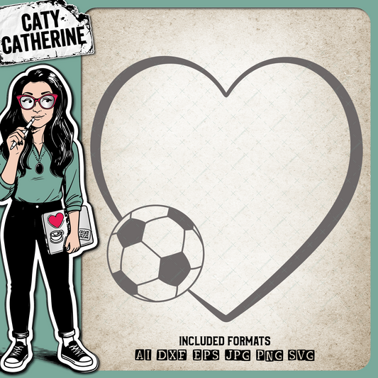 Sports Balls Love Heart Soccer – SVG Design by Caty Catherine