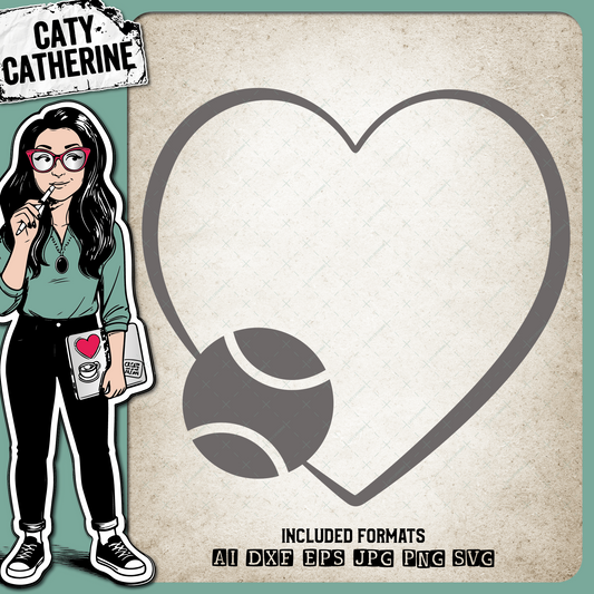 Sports Balls Love Heart Tennis – SVG Design by Caty Catherine