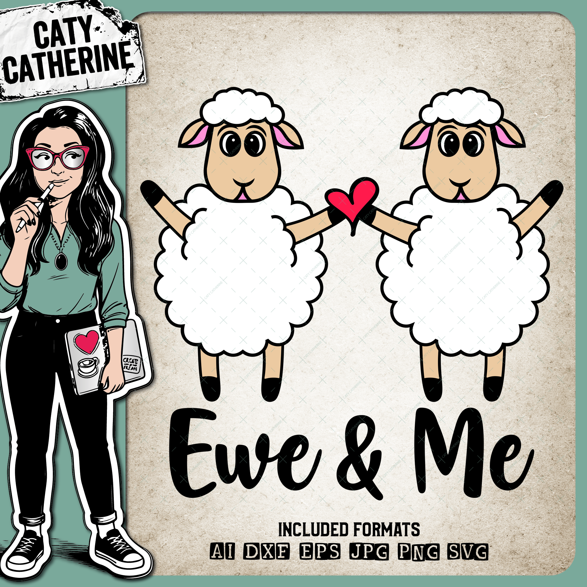 Ewe & Me ( You & Me ) Sheep Couple Love – Marriage SVG Design by Caty Catherine