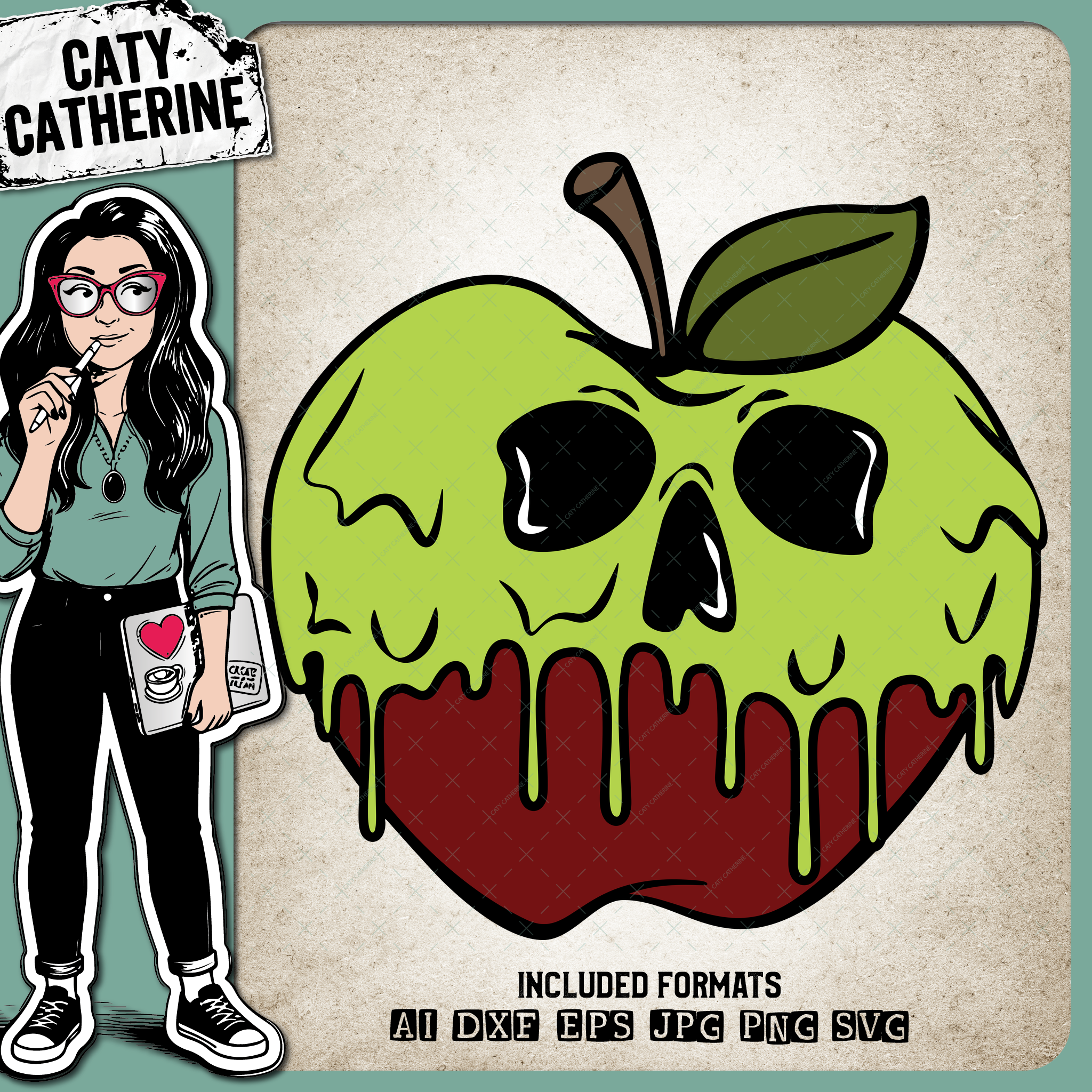 Poison Apple Skull Halloween Graphic – SVG Design by Caty Catherine
