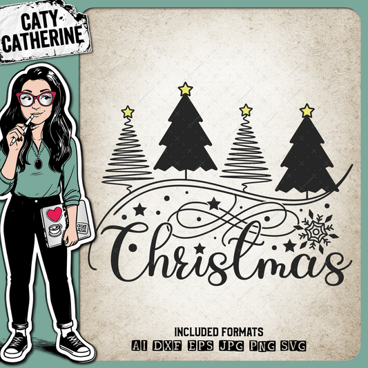 Christmas Graphic with Christmas Trees – SVG Design by Caty Catherine