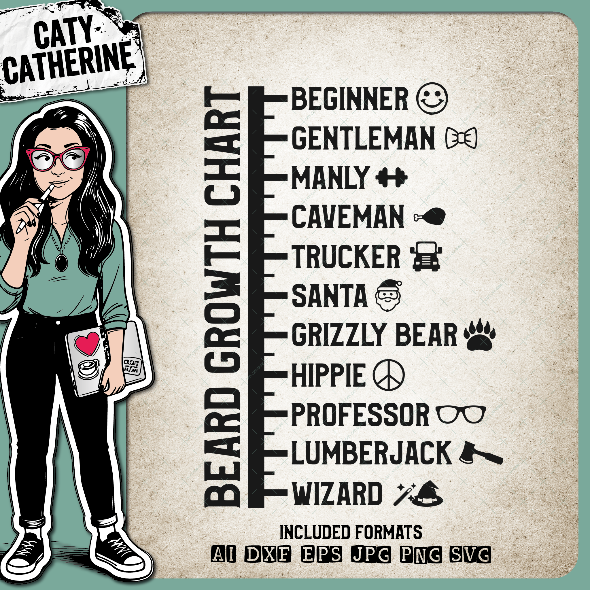 Beard Growth Chart Funny Novelty Gift for Men Father's Day – Father’s Day SVG Design by Caty Catherine