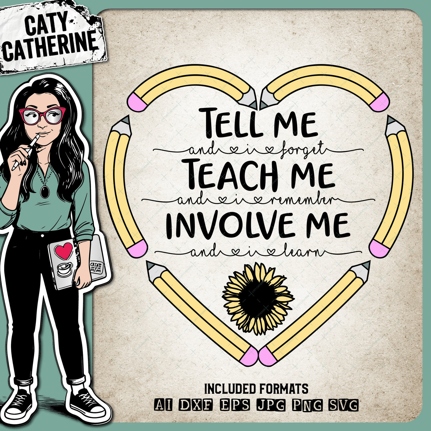 Tell Me I Forget Teach Me I Remember Involve Me I Learn Teaching Teacher Student Quote – Education SVG Design by Caty Catherine