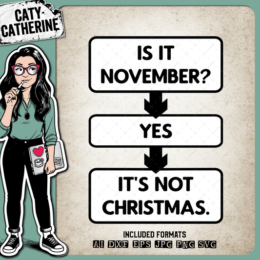 Is it Christmas Flowchart Grumpy Bah Humbug Funny Quote Is It November? Yes It's Not Christmas – SVG Design by Caty Catherine