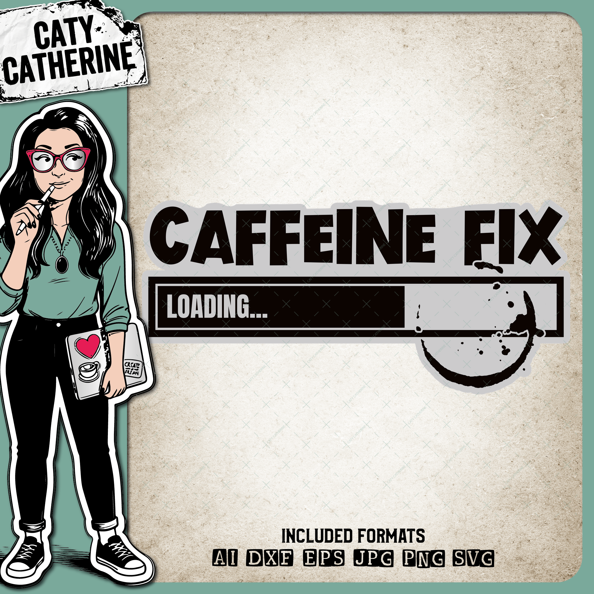 Caffeine Fix Loading Funny Progress Bar Coffee Lover Quote – Food & Drink SVG Design by Caty Catherine