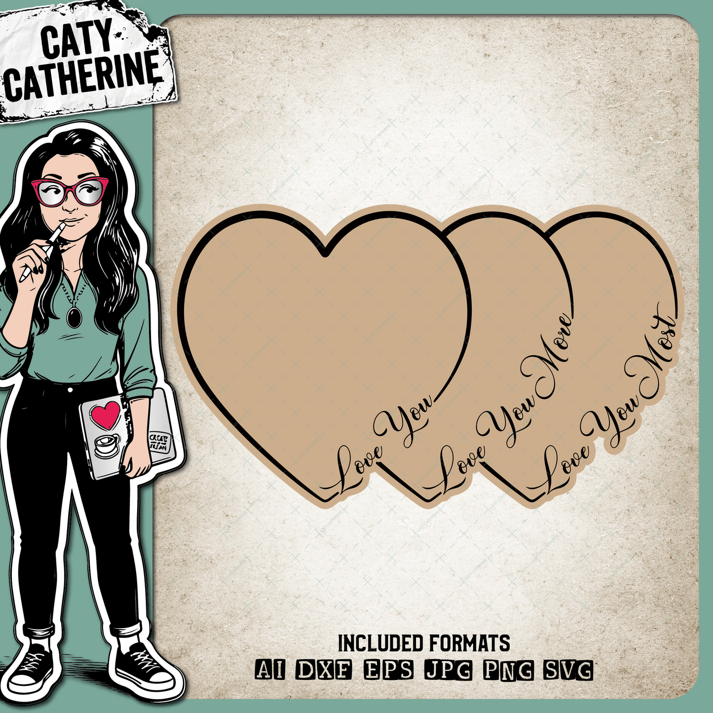 Love You More Most Family Quote Love Heart – SVG Design by Caty Catherine