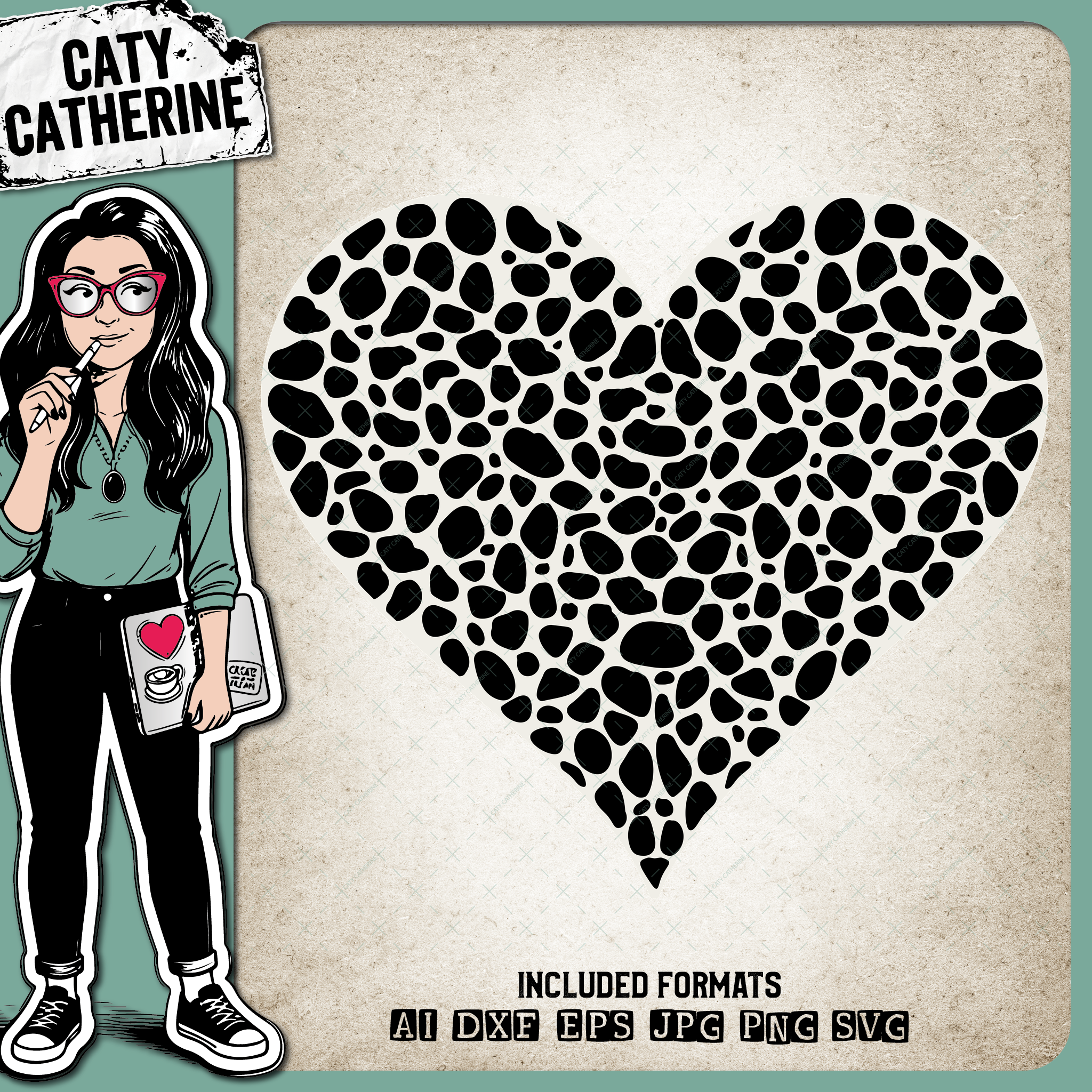 Cow Print Love Heart – SVG Design by Caty Catherine