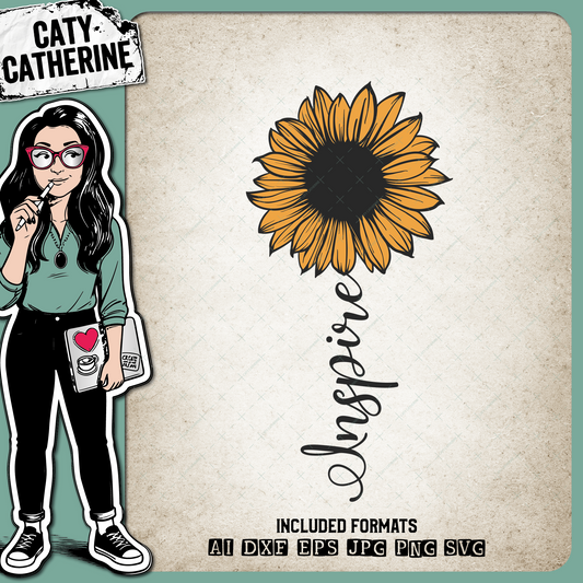 Inspire Sunflower – Quotes & Sayings SVG Design by Caty Catherine