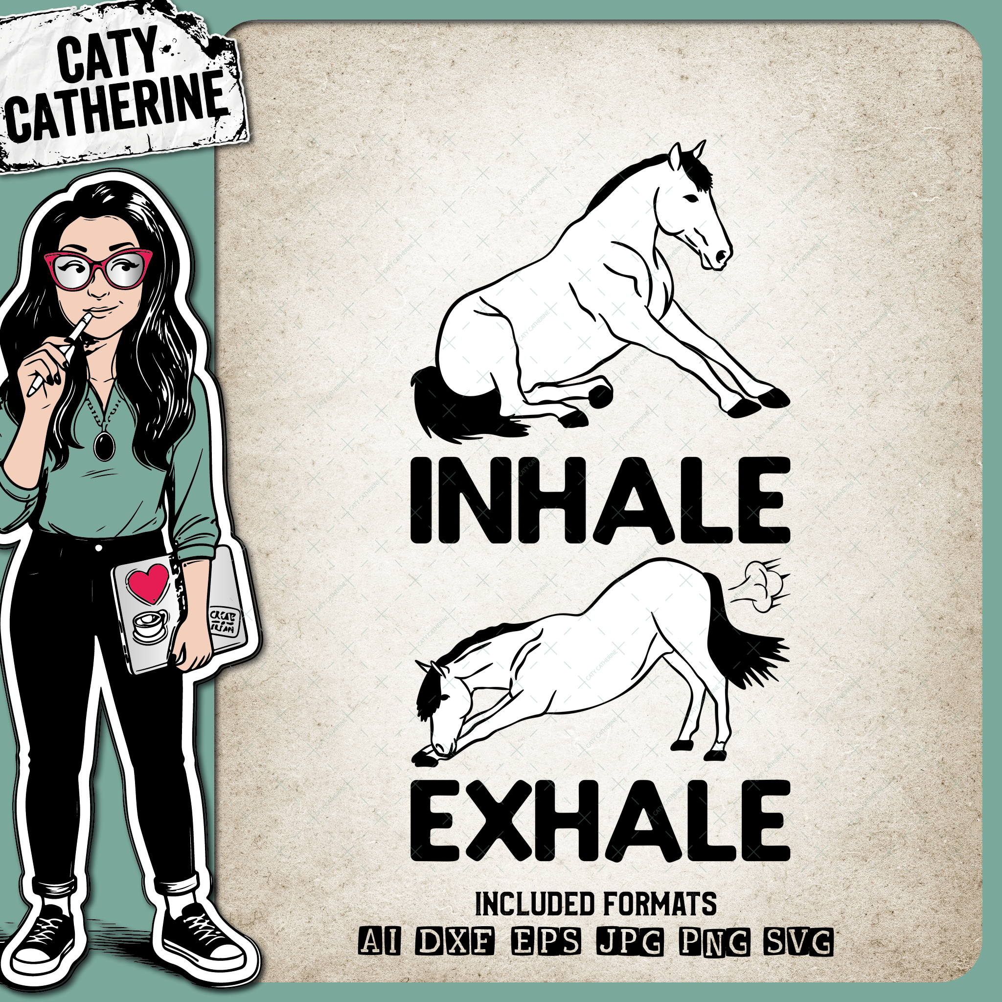 Inhale Exhale Funny Horse Yoga Pose – Sport SVG Design by Caty Catherine