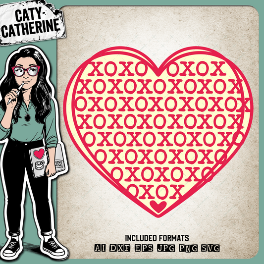 XOXO Valentine's Day Love Heart – Valentine’s Day SVG Design by Caty Catherine