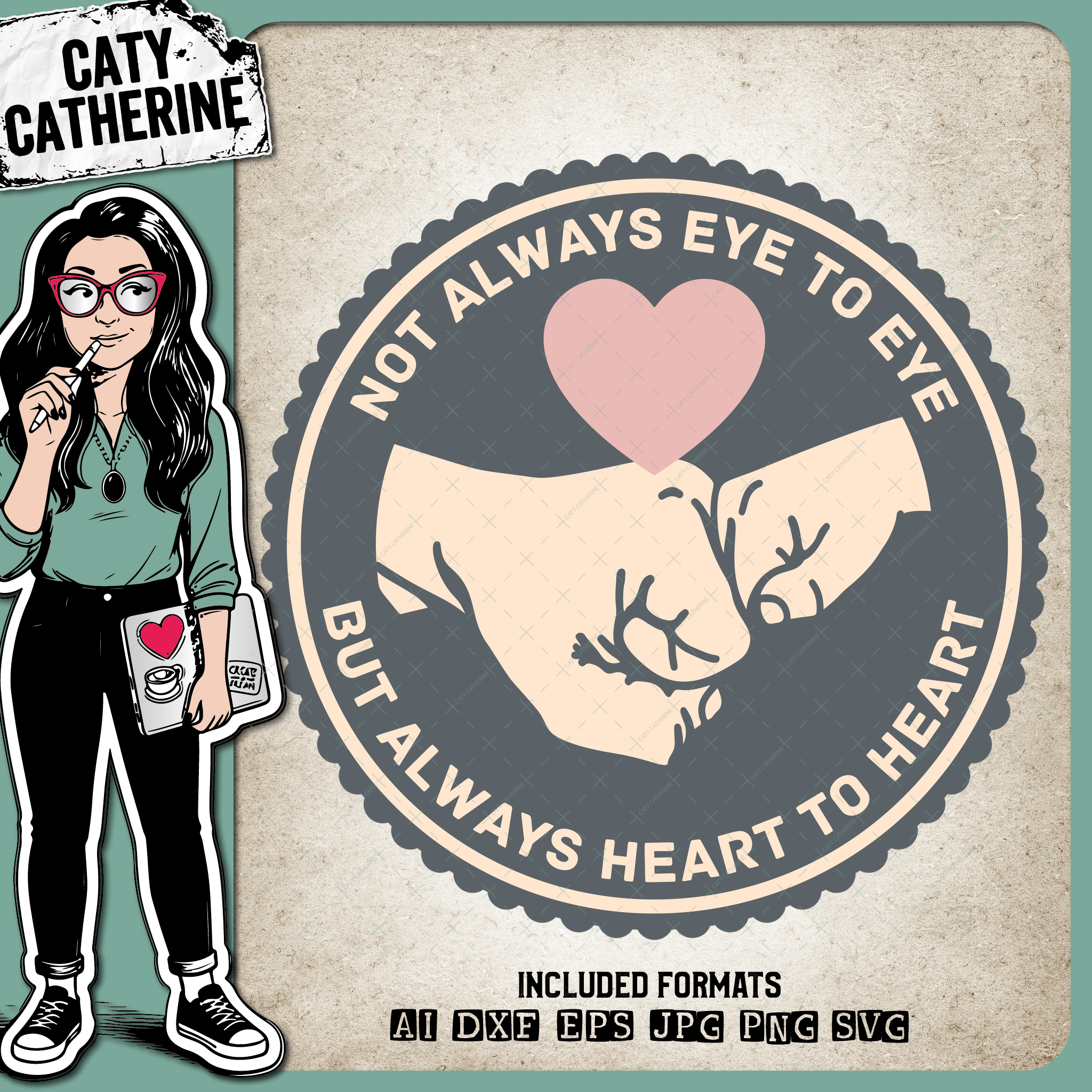 Not Always Eye To Eye But Always Heart To Heart Hand Fist Bump Father's Day – Father’s Day SVG Design by Caty Catherine