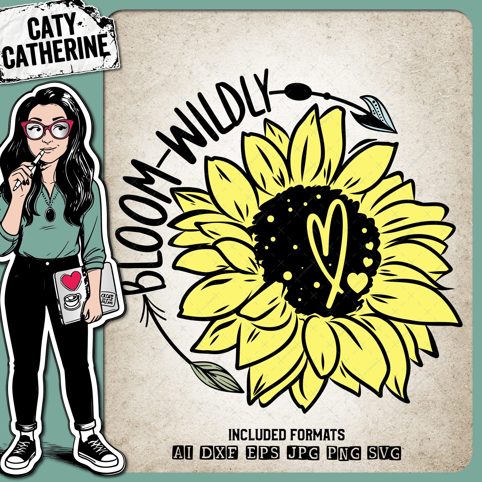 Bloom Wildly Sunflower Inspirational Quote – Quotes & Sayings SVG Design by Caty Catherine