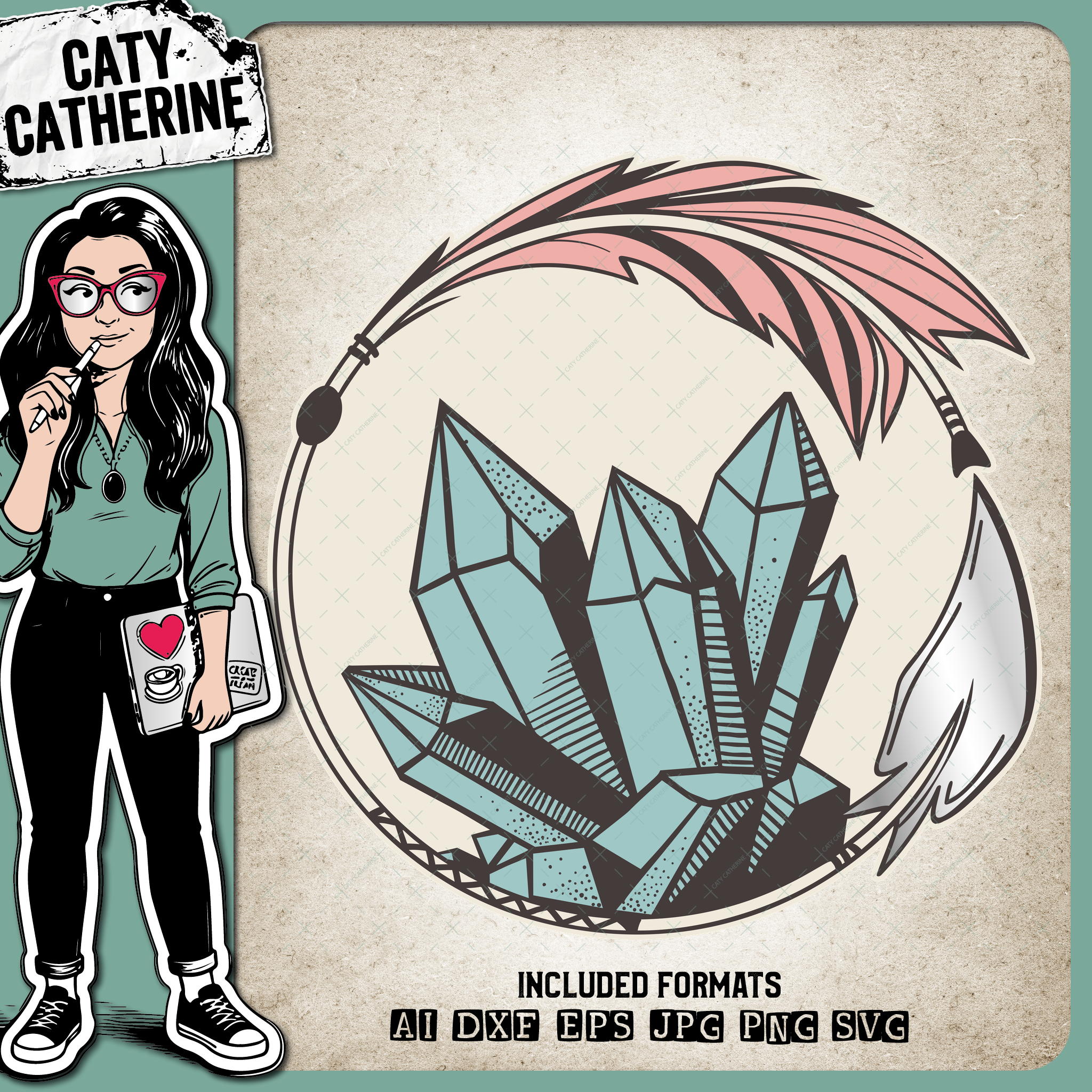 Boho Arrow Circle Frame with Crystals – Western SVG Design by Caty Catherine