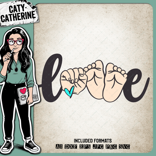 Love Baby Graphic Hand Feet Love Heart – Babies & Kids SVG Design by Caty Catherine