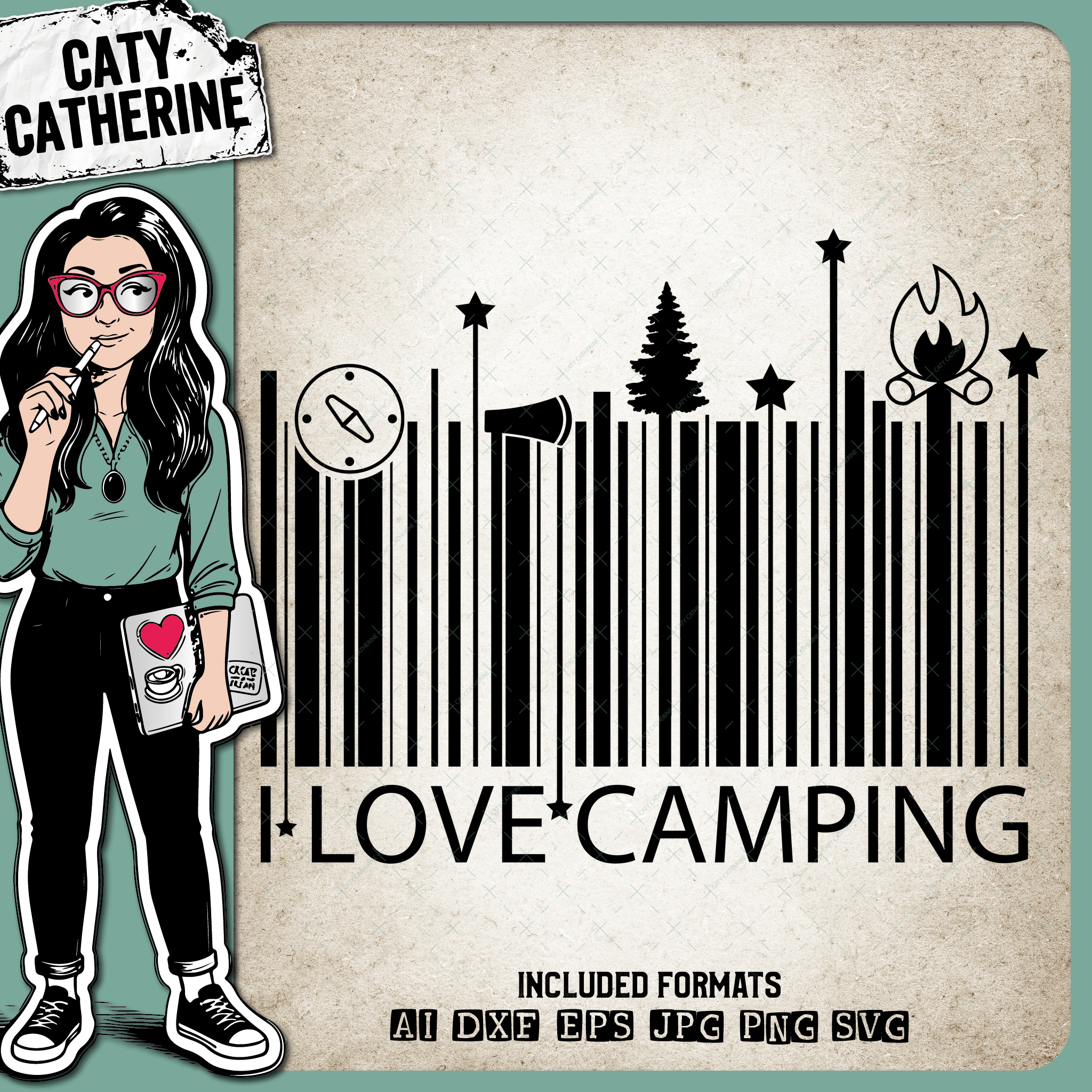 I Love Camping Barcode Camp Graphic – Outdoors SVG Design by Caty Catherine