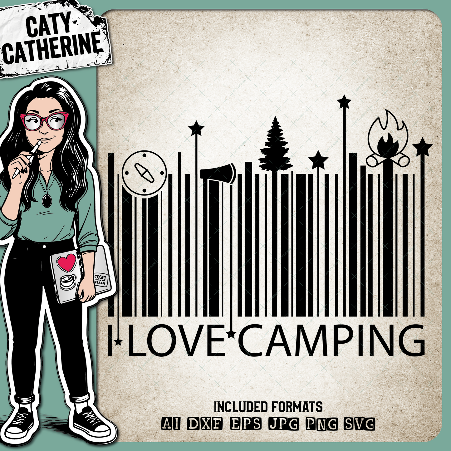 I Love Camping Barcode Camp Graphic – Outdoors SVG Design by Caty Catherine