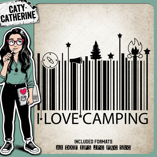 I Love Camping Barcode Camp Graphic – Outdoors SVG Design by Caty Catherine