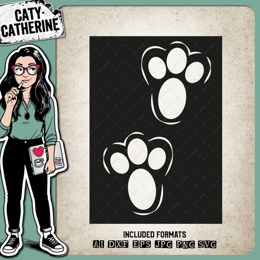 Easter Bunny Footprint Stencil DIY Rabbit Feet – SVG Design by Caty Catherine