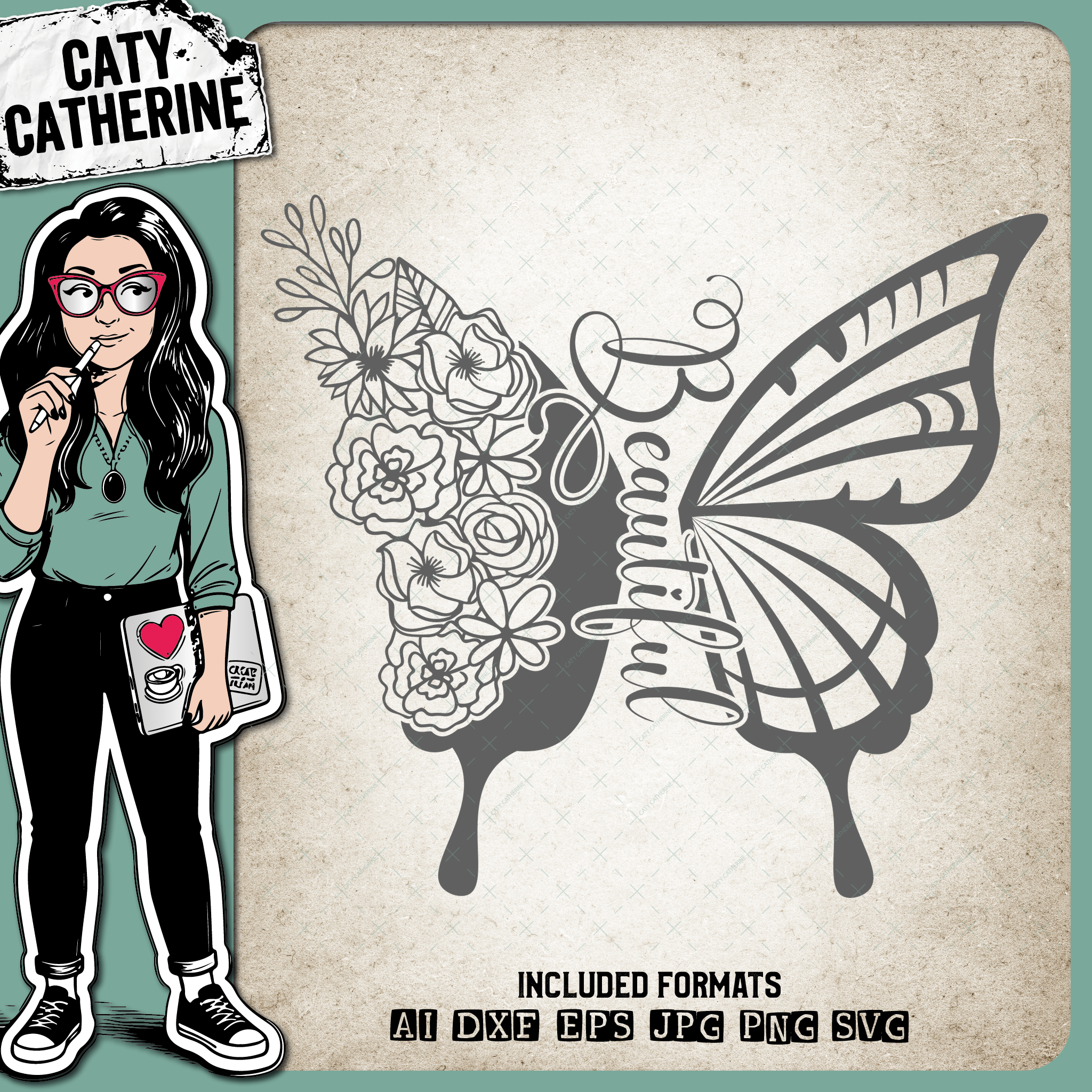 Beautiful Floral Butterfly – Quotes & Sayings SVG Design by Caty Catherine