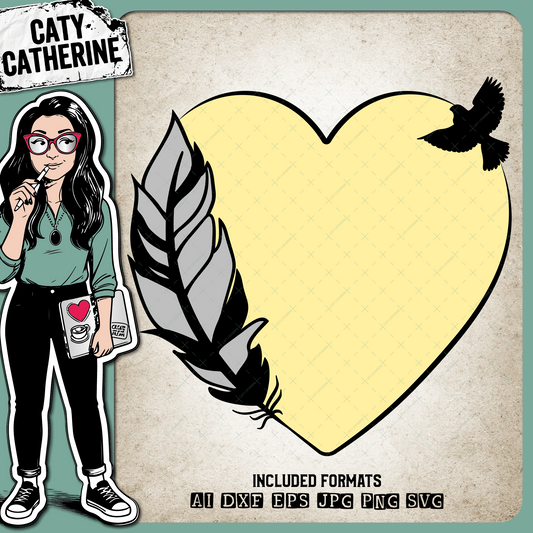 Feather Love Heart Remembrance Frame – SVG Design by Caty Catherine