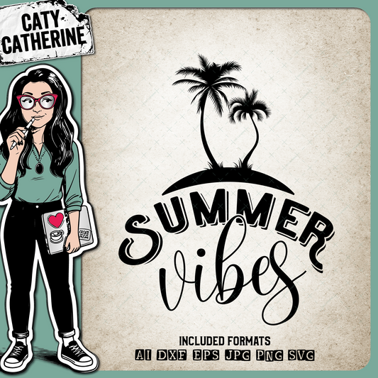 Summer Vibes with Palm Trees – Seasonal SVG Design by Caty Catherine