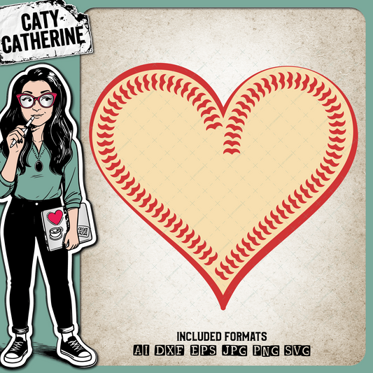 Baseball Seams Love Heart – Sport SVG Design by Caty Catherine