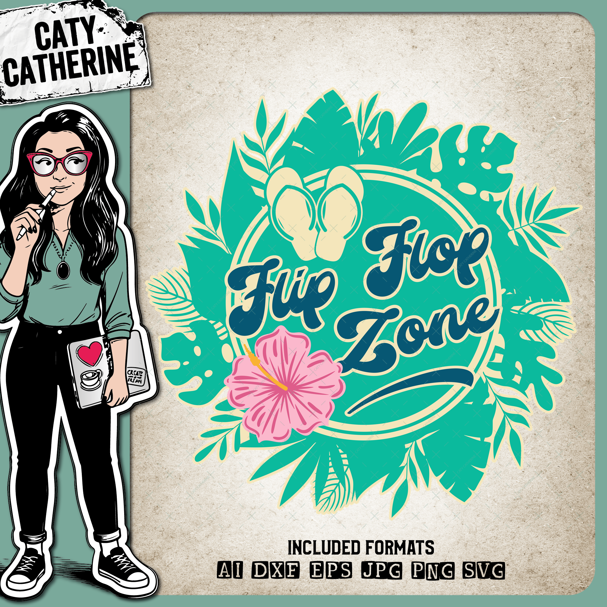Flip Flop Zone Tropical Summer Vibe Graphic – Seasonal SVG Design by Caty Catherine