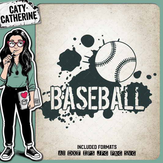 Baseball Grunge Ink Splat Graffiti Sports Graphic – SVG Design by Caty Catherine