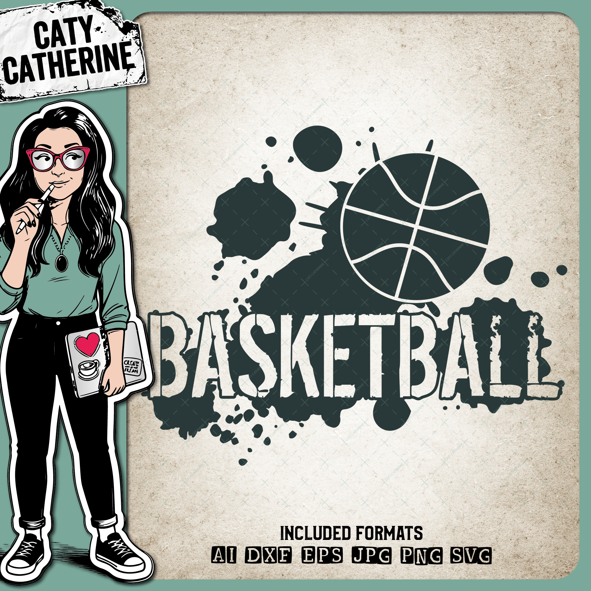 Basketball Grunge Ink Splat Graffiti Sports Graphic – SVG Design by Caty Catherine