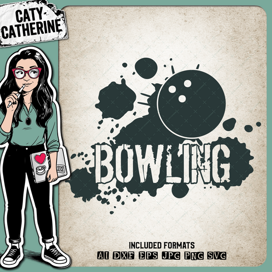 Bowling Grunge Ink Splat Graffiti Sports Graphic – SVG Design by Caty Catherine