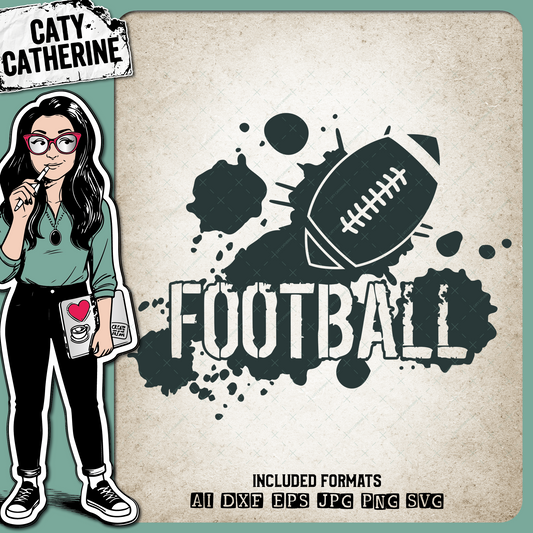 American Football Grunge Ink Splat Graffiti Sports Graphic – SVG Design by Caty Catherine