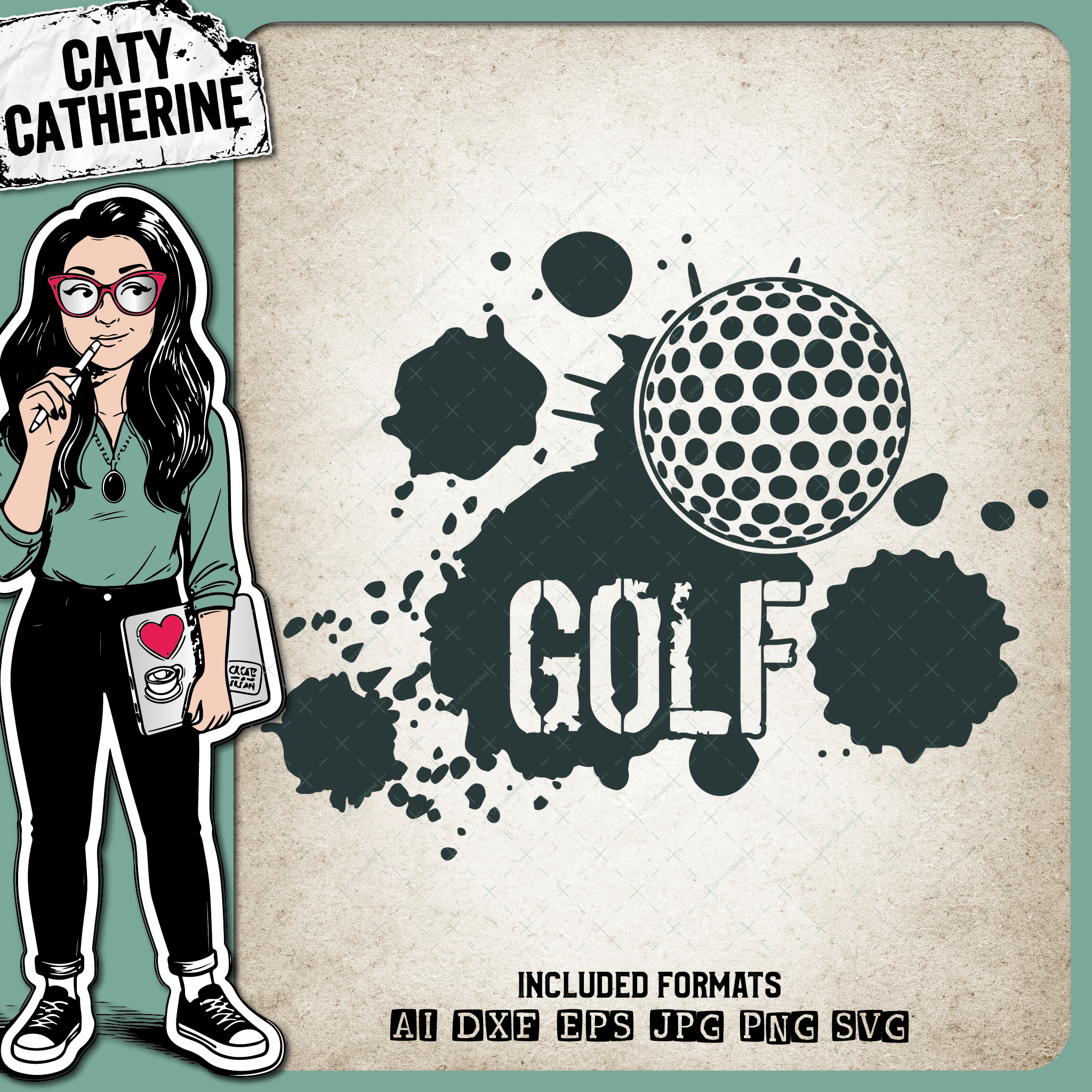 Golf Grunge Ink Splat Graffiti Sports Graphic – SVG Design by Caty Catherine