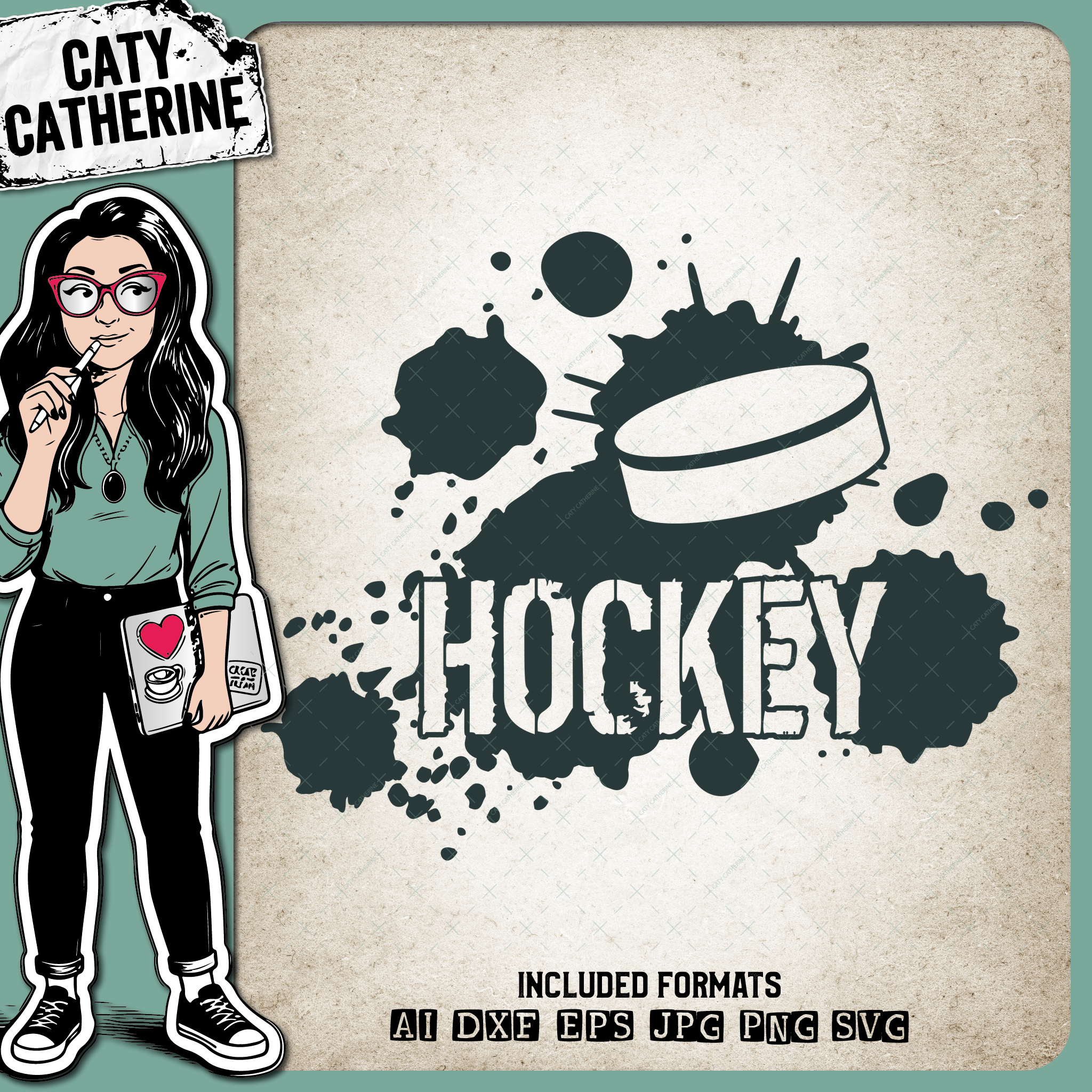 Hockey Grunge Ink Splat Graffiti Sports Graphic – SVG Design by Caty Catherine